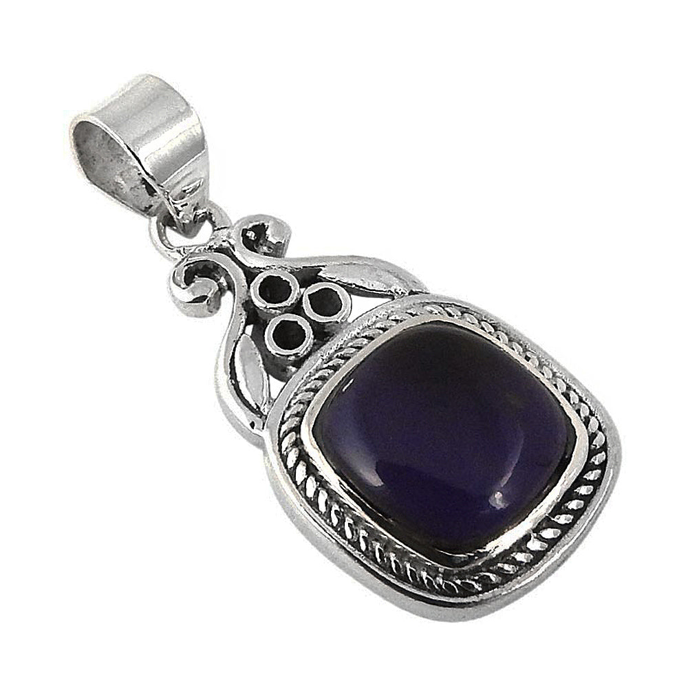 Natural Amethyst Gemstone Pendant Bohemian 925 Sterling Silver For Girls T3