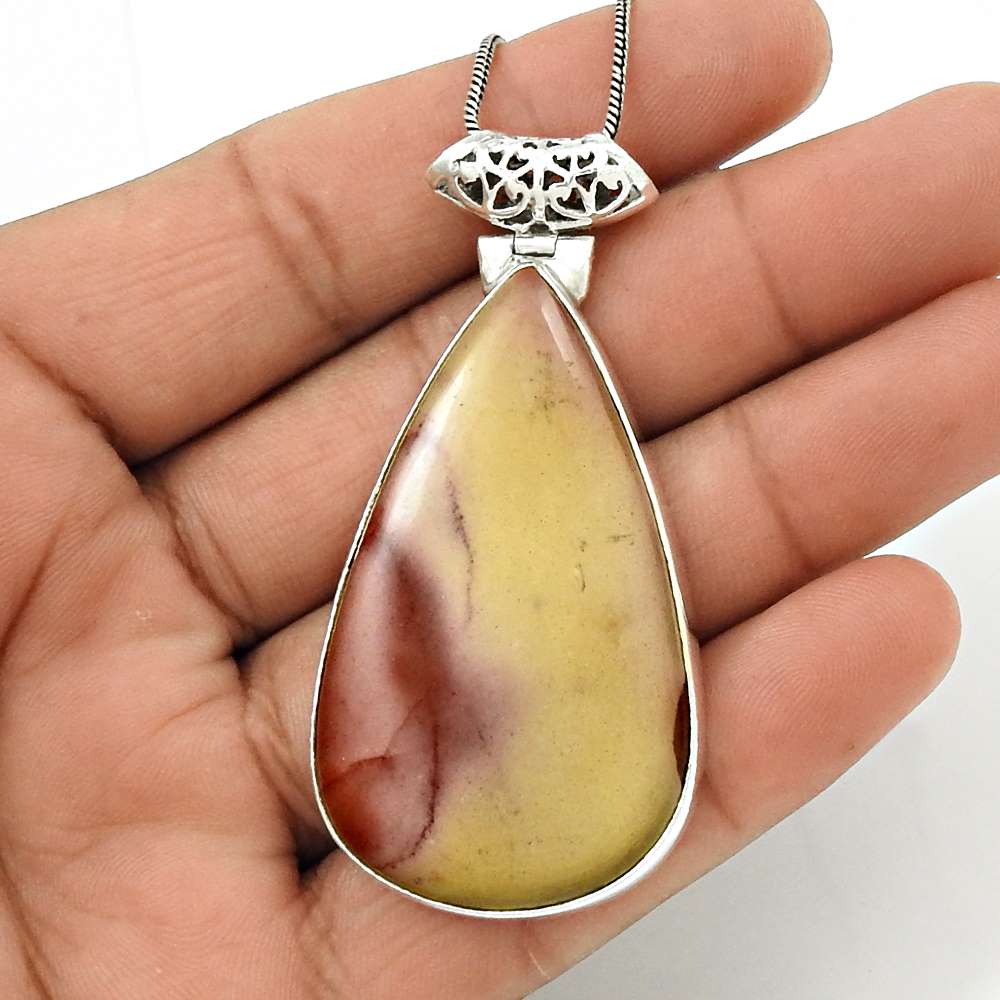 Anniversary Gift For Her Natural Mookaite Pendant Vintage 925 Silver S13