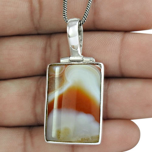 Gift For Women Pendant Tribal 925 Sterling Silver Natural Onyx Gemstone W33