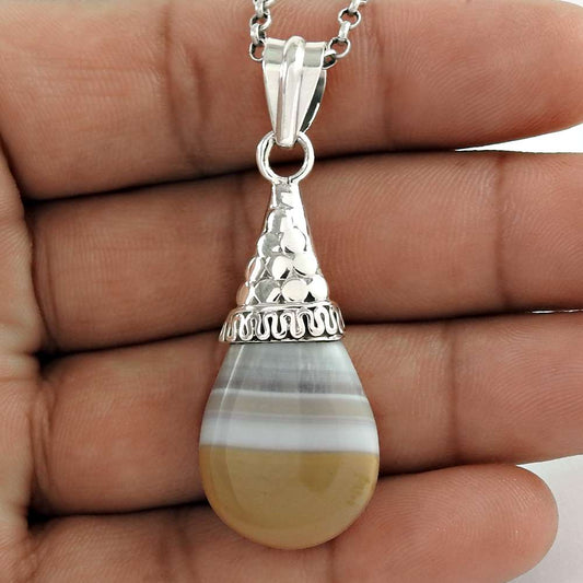 Gift For Women Pendant Ethnic 925 Sterling Silver Natural Onyx Gemstone P15