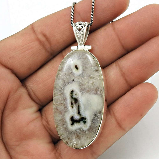 Gift For Her 925 Sterling Silver Natural Druzy Gemstone Pendant Ethnic D14
