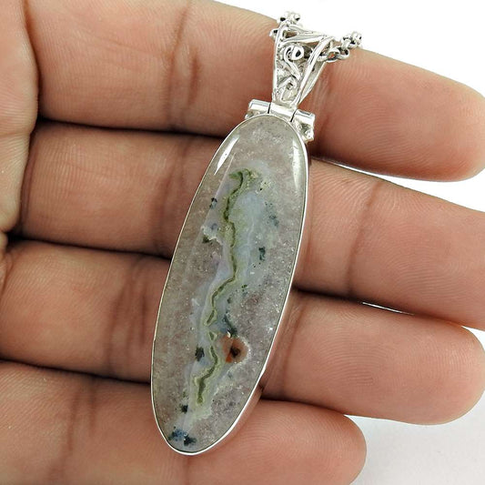 Gift For Her 925 Sterling Silver Natural Druzy Gemstone Jewelry Pendant Boho N13