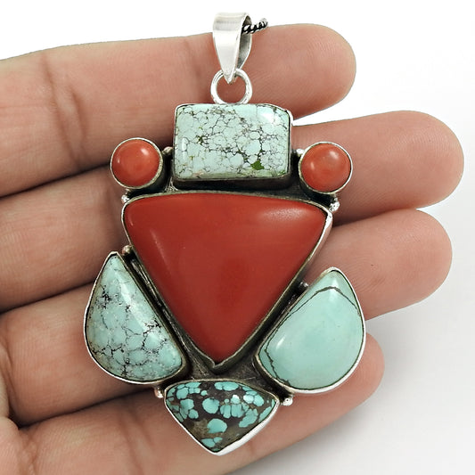 Natural Turquoise Gemstone Christmas Gift Jewelry 925 Sterling Silver Pendant Q4