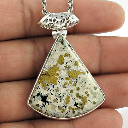 Gift For Her 925 Sterling Silver Natural Jasper Gemstone Pendant Boho A70