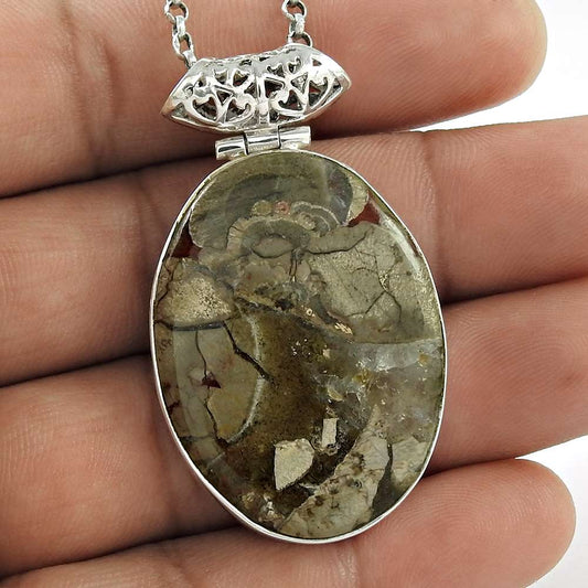 Anniversary Gift For Her Natural Agate Gemstone Pendant Tribal 925 Silver U6