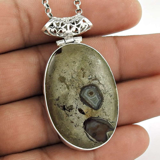 Natural Turtella Gemstone Pendant Boho 925 Sterling Silver Jewelry For Women H11