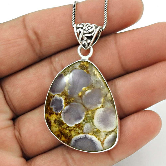 Natural Petrified Wood Gemstone Pendant Stylish 925 Sterling Silver Jewelry Q2