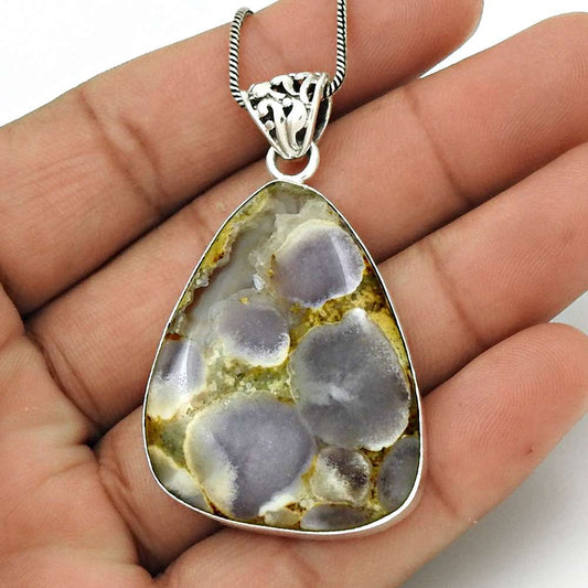 Natural Petrified Wood Gemstone 925 Sterling Silver Pendant Boho For Girls F15