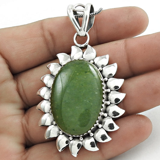 Gift For Women Pendant Bohemian 925 Silver Natural Aventurine Gemstone G19