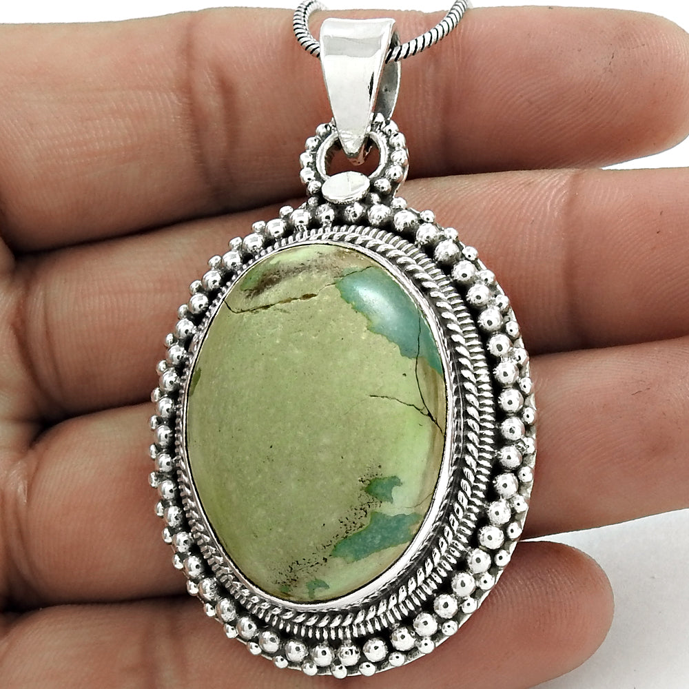 Christmas Gift Pendant Vintage 925 Sterling Silver Natural Turquoise Gemstone Q3