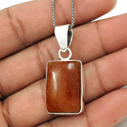 Natural Aventurine Gemstone 925 Sterling Silver Pendant Stylish For Women K15