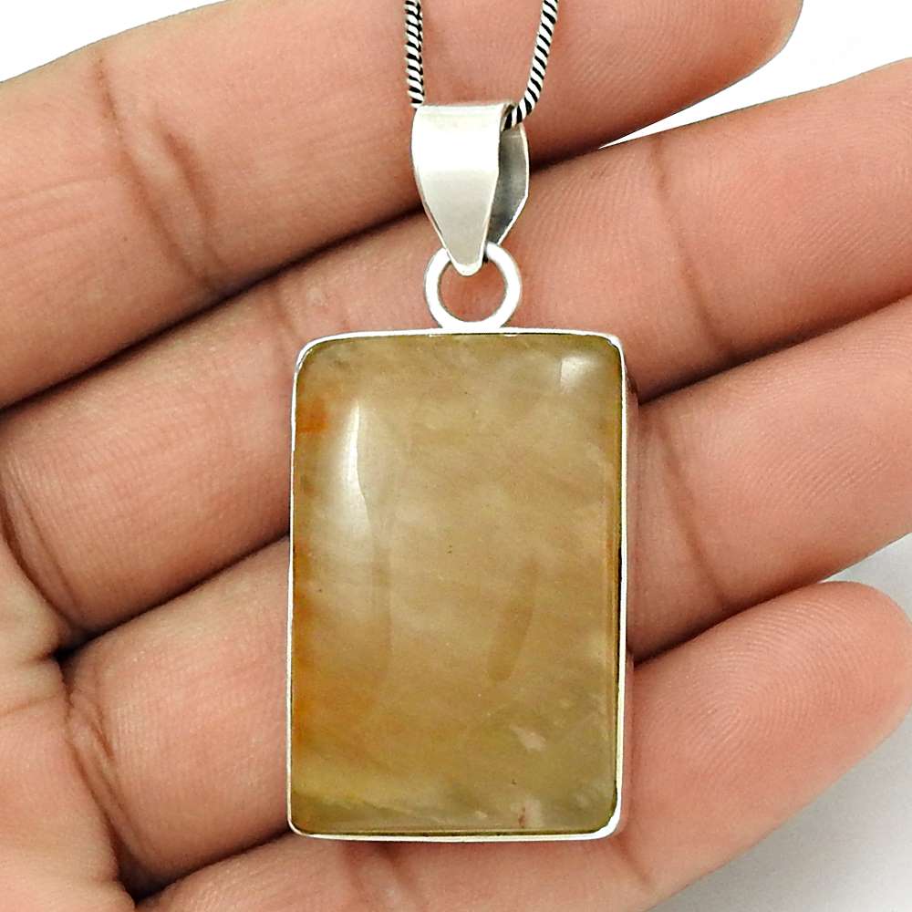 Natural Aventurine Gemstone Pendant Boho Red 925 Sterling Silver Jewelry O15