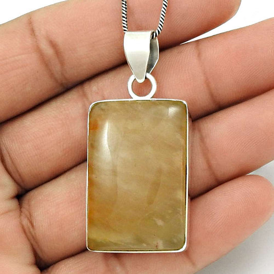 Natural Aventurine Gemstone Pendant Boho Red 925 Sterling Silver Jewelry O15