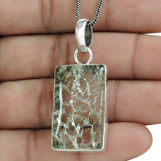 Natural Snake Rutile Gemstone Jewelry 925 Sterling Silver Pendant D12