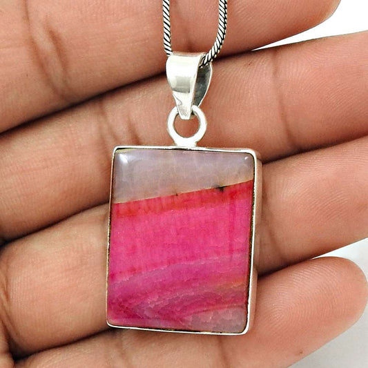 Natural Fuchsite Gemstone Pendant Tribal 925 Sterling Silver Indian Jewelry V15