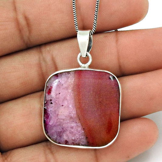 Natural Fuchsite Gemstone Jewelry 925 Sterling Silver Pendant Boho For Women W15