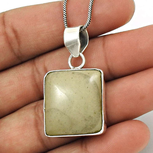 Anniversary Gift For Her Natural Leaf Jasper Pendant Vintage 925 Silver Z15