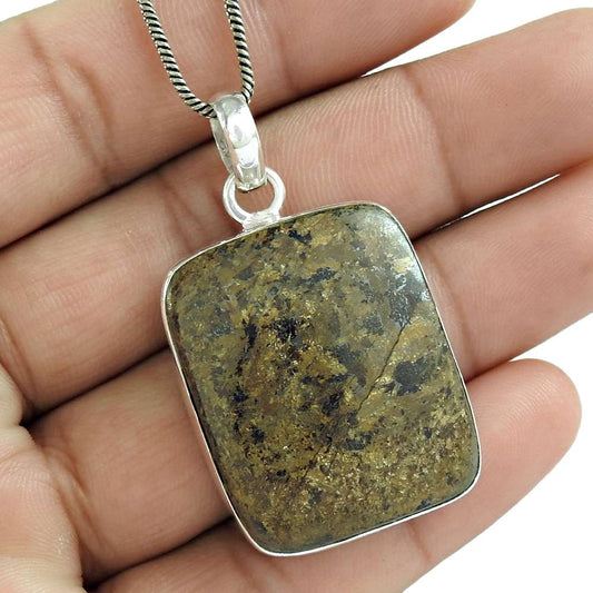 Natural Bronzite Gemstone Jewelry 925 Sterling Silver Pendant Q4