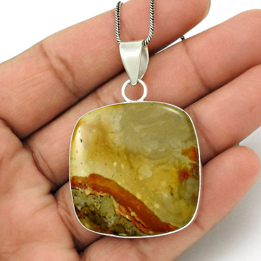 Natural Mookaite Gemstone Pendant Tribal 925 Sterling Silver Indian Jewelry A16