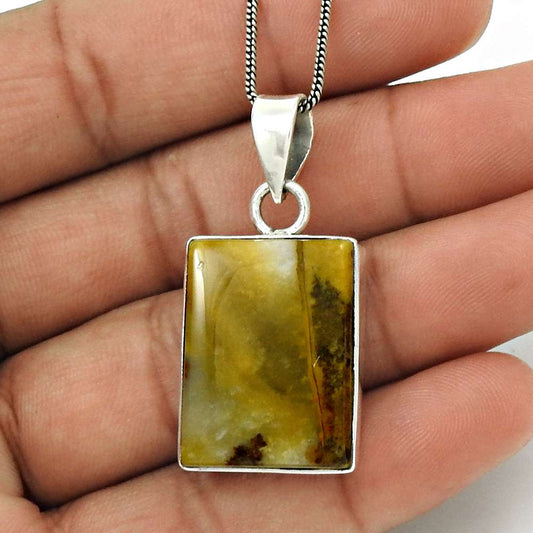 Natural Mookaite Gemstone Pendant Stylish 925 Sterling Silver Indian Jewelry D16