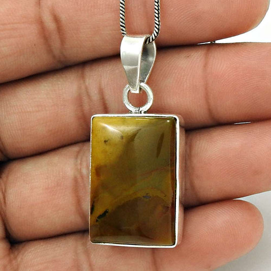 Natural Mookaite Gemstone Pendant Ethnic 925 Sterling Silver For Women E16