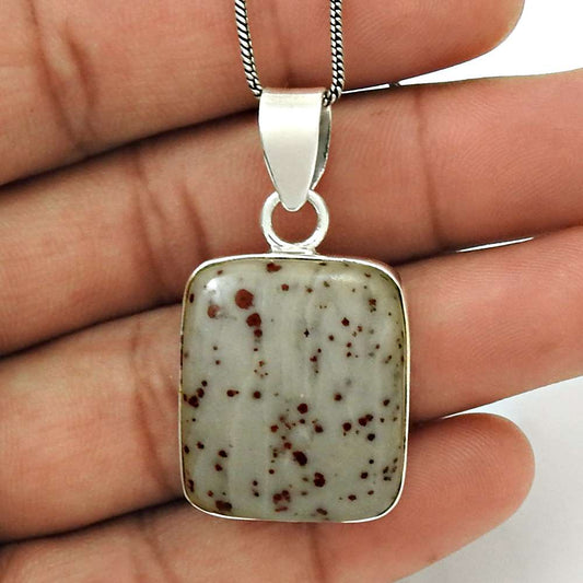 Natural Plumwood Jasper Gemstone 925 Silver Pendant Tribal For Women G16