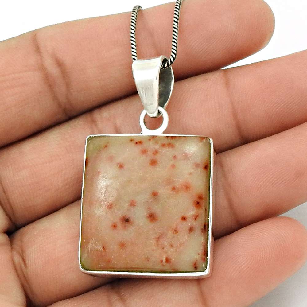 Natural Plumwood Jasper Gemstone 925 Silver Pendant Bohemian For Women I16