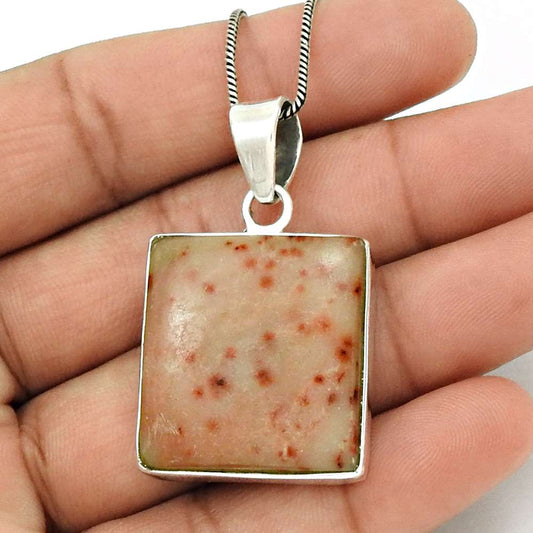 Natural Plumwood Jasper Gemstone 925 Silver Pendant Bohemian For Women I16