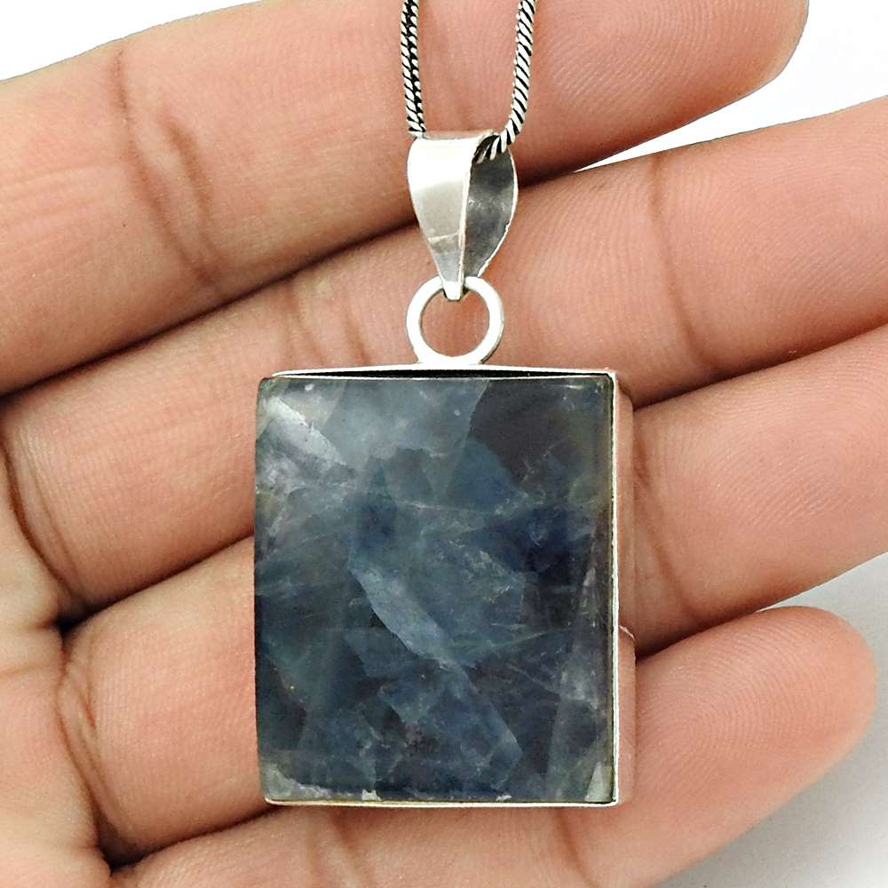Natural Polychrome Green Jasper Gemstone Pendant Boho 925 Silver For Girls R16
