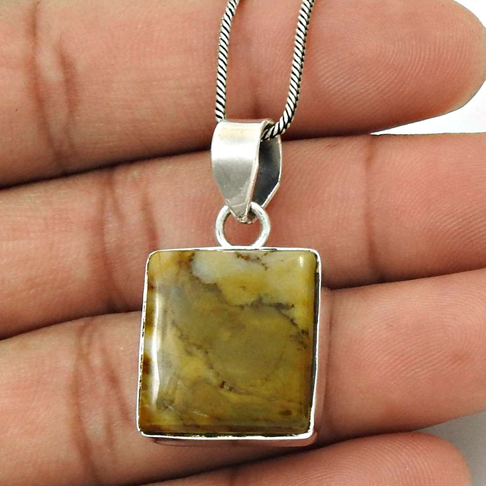 Natural Mookaite Gemstone Pendant Vintage 925 Sterling Silver Indian Jewelry V16
