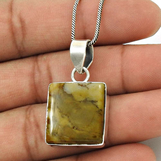 Natural Mookaite Gemstone Pendant Vintage 925 Sterling Silver Indian Jewelry V16