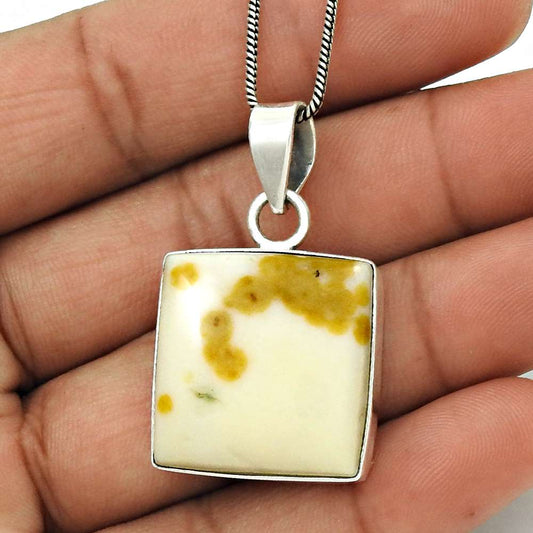 Wedding Gift For Her 925 Silver Natural Polka Dot Agate Pendant Bohemian Y16