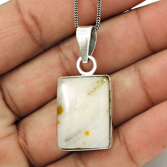 Gift For Women Pendant Stylish 925 Silver Natural Polka Dot Agate Gemstone Z16