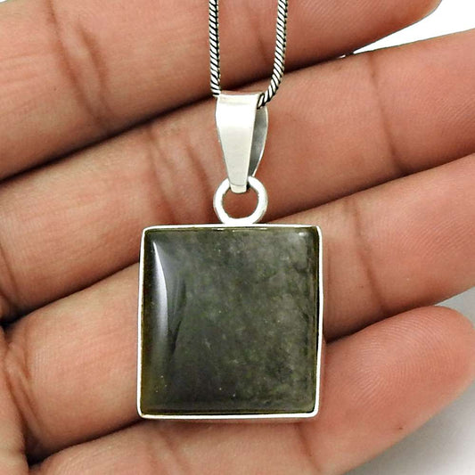 Anniversary Gift For Her Natural Nuummite Jasper Pendant Tribal 925 Silver C17