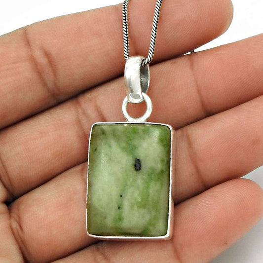 Anniversary Gift For Her Natural Jasper Gemstone Pendant Bohemian 925 Silver E17