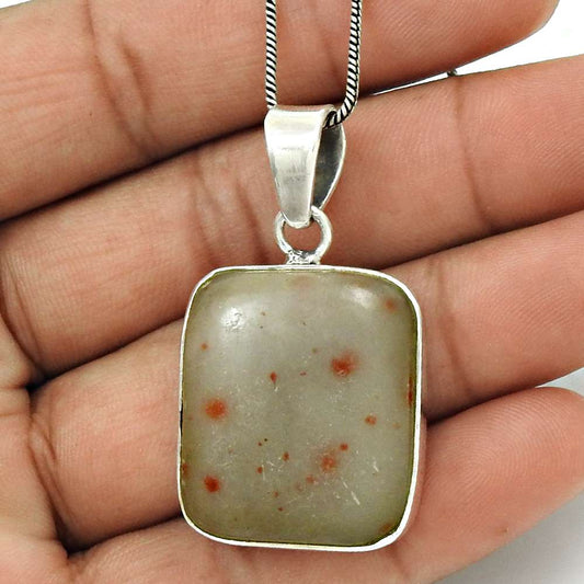 Natural Jasper Gemstone Pendant Boho 925 Sterling Silver Indian Jewelry J17