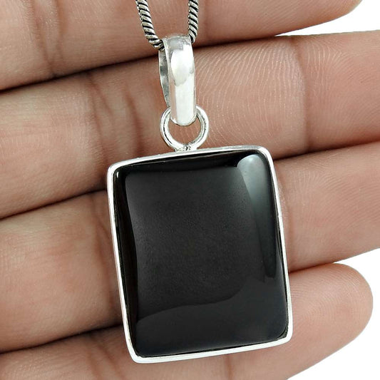 Natural Onyx Gemstone Pendant 925 Sterling Silver Indian Jewelry I12