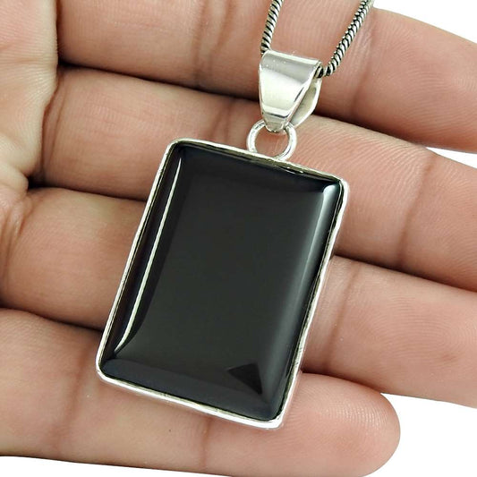 Natural Onyx Gemstone Pendant 925 Sterling Silver Indian Jewelry For Girls Z6