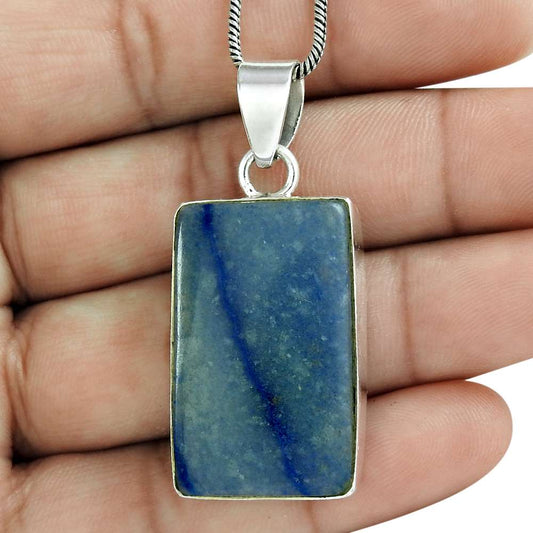 Birthday Gift For Her Natural Sodalite Gemstone Pendant Bohemian 925 Silver R6