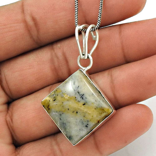Halloween Gift Pendant 925 Sterling Silver Natural Ocean Jasper Gemstone I17