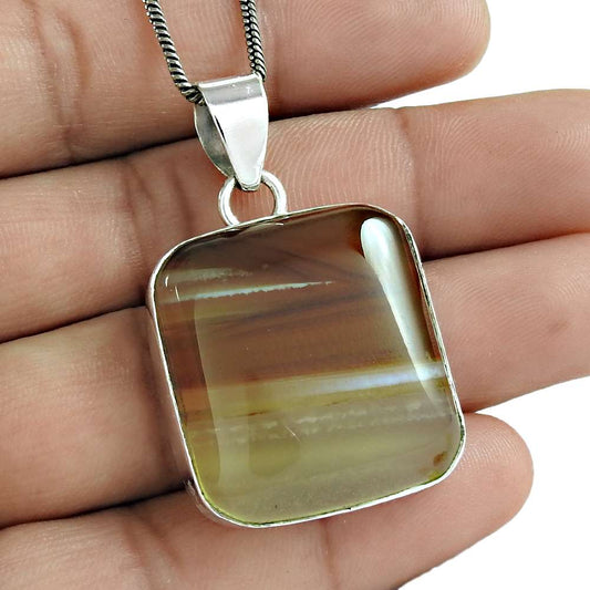 Halloween Gift Pendant Boho 925 Sterling Silver Natural Onyx Gemstone O17