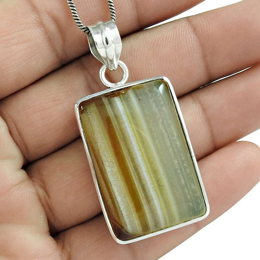 Gift For Women Pendant Bohemian 925 Sterling Silver Natural Onyx Gemstone C10