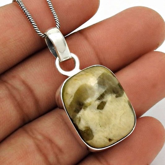 Natural Peanut Wood Gemstone Pendant Tribal 925 Sterling Silver Jewelry V18