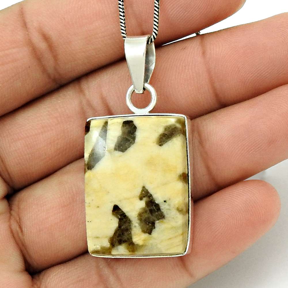 Birthday Gift For Her Natural Peanut Wood Gemstone Pendant Boho 925 Silver W18