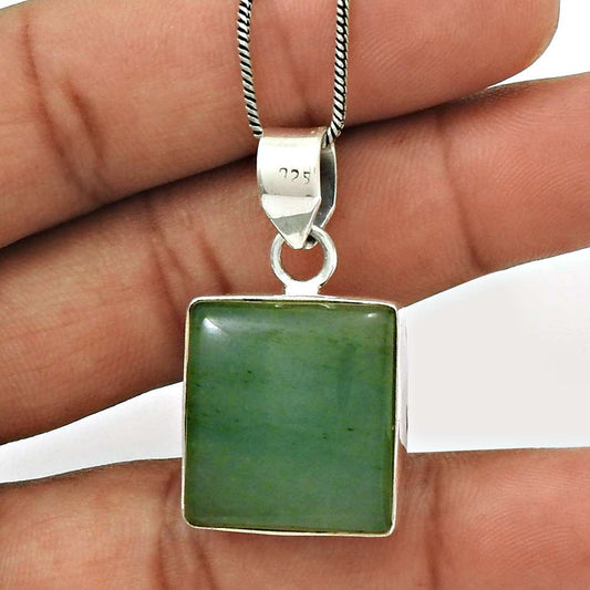 Natural Aventurine Gemstone Pendant Ethnic 925 Sterling Silver For Women Y18