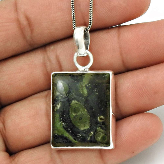 Gift For Women Pendant Boho 925 Silver Natural Star Galaxy Jasper Gemstone A19