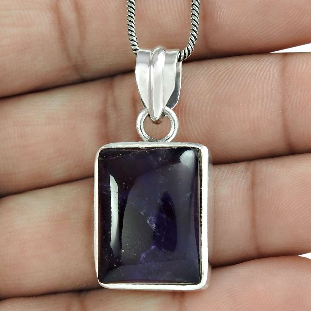 Halloween Gift Pendant Ethnic 925 Sterling Silver Natural Amethyst Gemstone H13