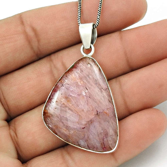 Wedding Gift For Her 925 Silver Natural Fuchsite Gemstone Pendant Boho G19
