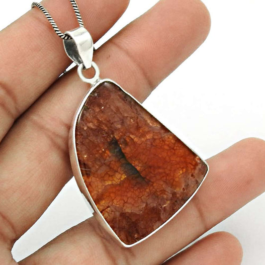 Wedding Gift For Her 925 Silver Natural Fuchsite Gemstone Pendant Ethnic J19