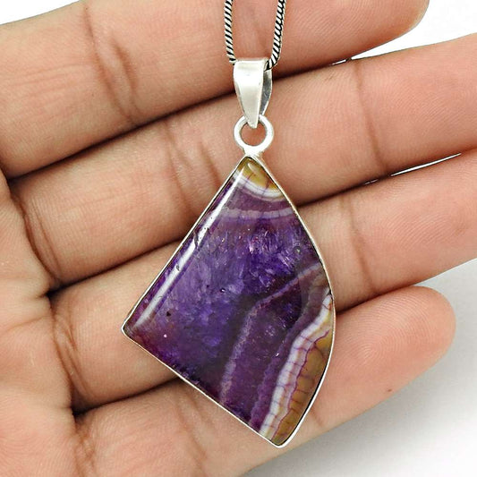 Wedding Gift For Her 925 Silver Natural Fuchsite Gemstone Pendant Tribal L19